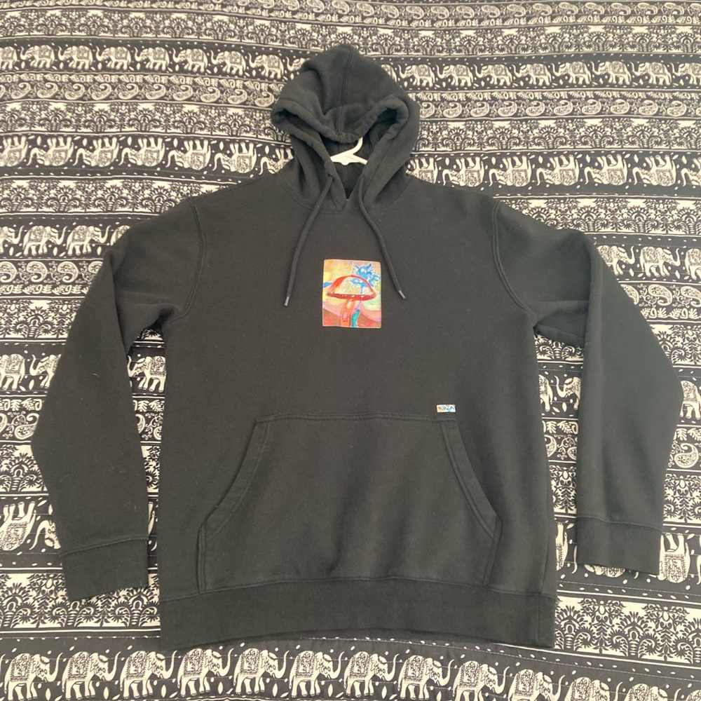 RVCA Sage Vaughn Mushroom Hoodie Sweatshirt Black Mens Medium